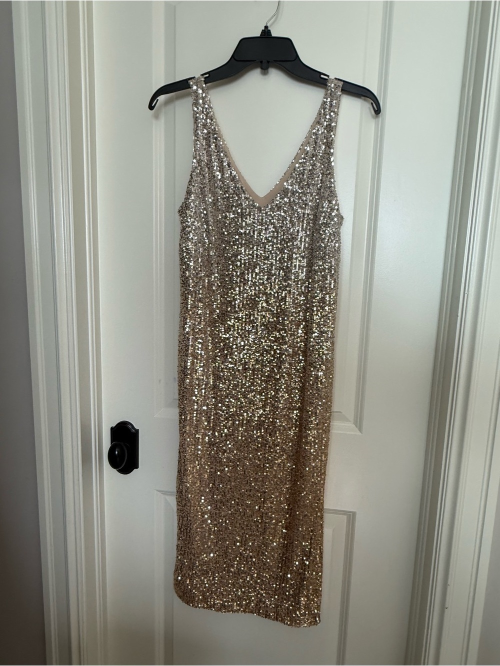 Chelsea & Violet Gold Sequin V-Neck Midi Dress
